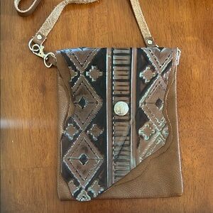 Brown and Tan Leather Crossbody Bag